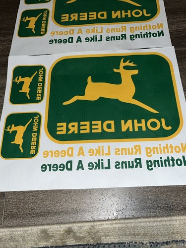 Juego De Colección De Dos Calcomanías John Deere Clásicas 2 Patas Ciervo Hierro/Pegatinas Tractor - Imagen 3 de 8