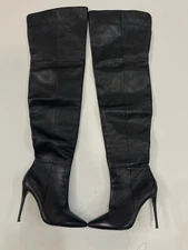 KURT GEIGER LONDON Vito Over-The-Knee Boots In Black Leather Sz EU 37 US 6.5