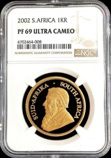 2002 GOLD 2931 MINTED SOUTH AFRICA KRUGERRAND 1 OZ COIN NGC PROOF 69 ULTRA CAMEO