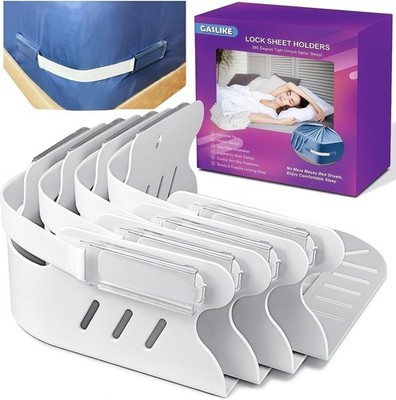 GASLIKE Lock Bed Sheet Holders with Anti-Slip Pads for Corners, 4Pcs Secure Bed