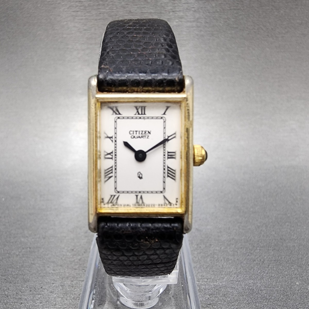 Citizen CQ Tank Watch Women 16mm White Dial Gold Tone New 3220