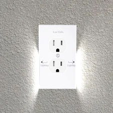 2Pack Wall Outlet Plate LED Night Light Sensor Inductive No Wire/Battery Needed
