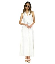 Michael Kors Womens Button Down Maxi Dress, white, Petite, PM