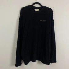 Youngla Shirt Mens Large Black Long Sleeve Cozy Fuzzy Fleece Style 817