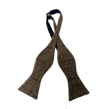 Luxury Brown Herringbone Tweed Self-Tie Bow tie