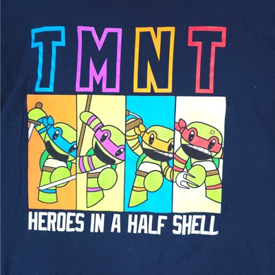 TMNT Heroes In A Half Shell T-Shirt Mens L Blue Nickelodeon Ninja Turtles Y2K