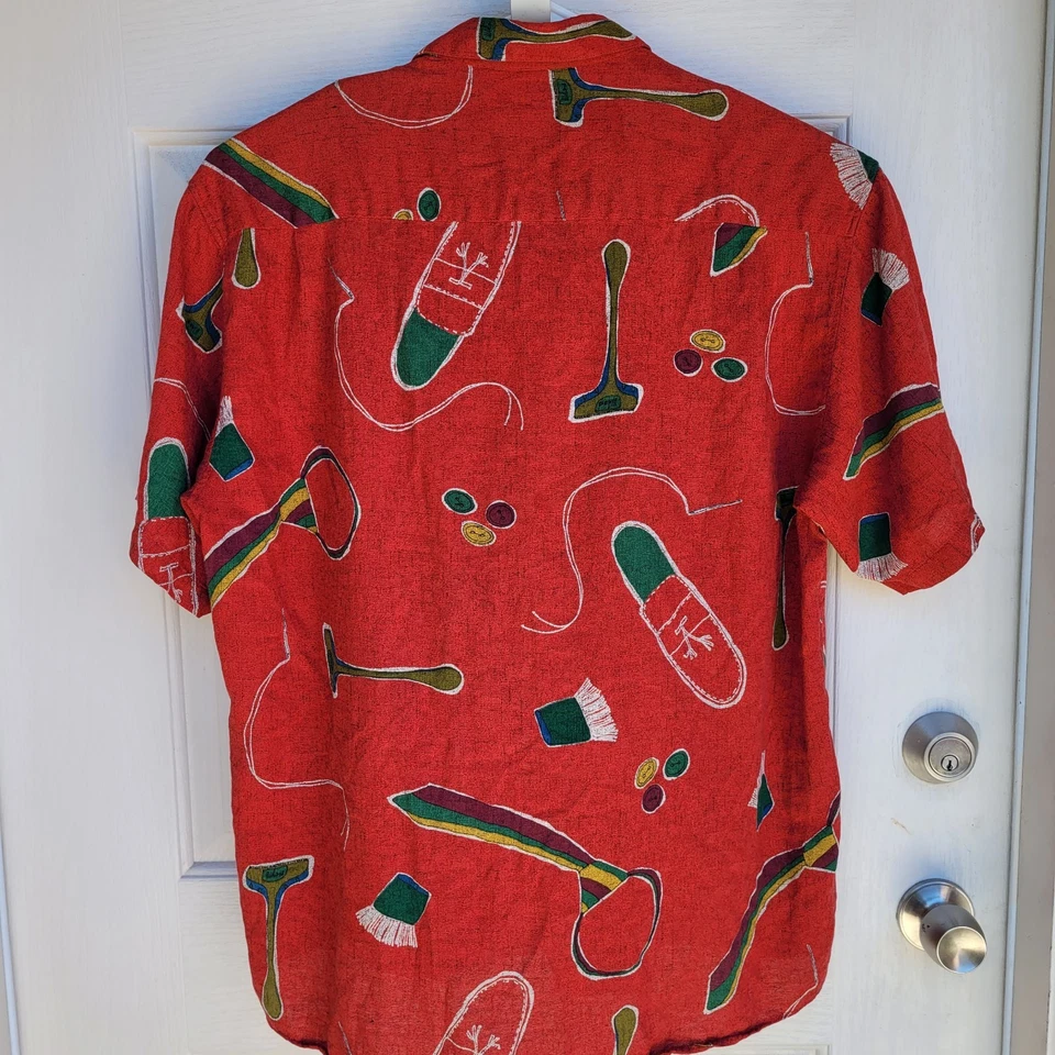 CASA MODA Mens XL Barber All Over Print city Rayon Shirt Aloha Camp Vgt 90s Y2K - Image 4 of 4