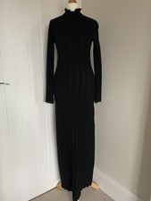 SEZANE LADIES "NOLA" KNITTED MIDI/MAXI DRESS in BLACK WOOL BLEND - XS (UK 6-8)