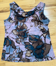 Simply Vera Vera Wang Tunic Women Lg Floral Purple/Brown Sleeveless Cowl Neck