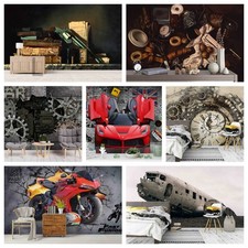 3D Car Plane Gear Gun Self-adhesive Wallpaper Removable Wallpaper Wall Mural image