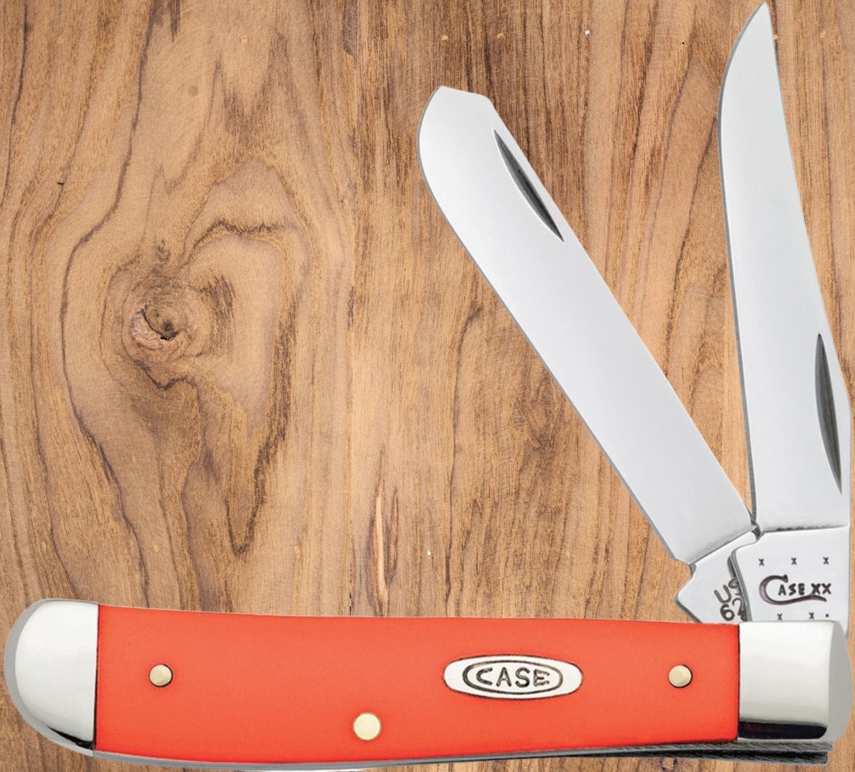 CASE XX 80505 MINI TRAPPER POCKET KNIFE SMOOTH ORANGE SYNTHETIC