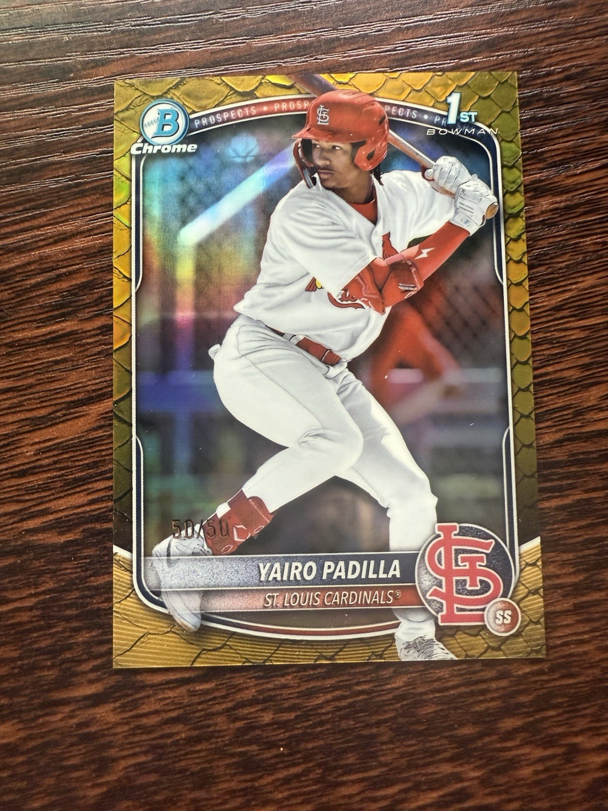 2025 Bowman Chrome 1ST Prospect Reptilian Gold/50 Yairo Padilla FCOU