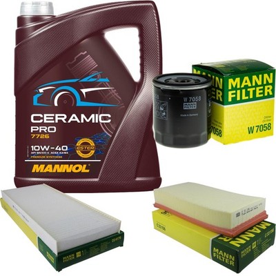 MANN Inspektionspaket 5L MANNOL Ceramic Pro 10W-40 für Peugeot 807 E 2.2 HDi