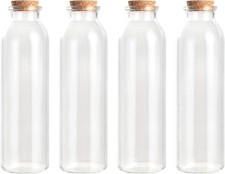 Decorative Glass Bottles W/ Cork Stoppers 12 fl oz. Round Bottles / 4 Pcs