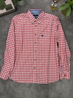 Blue Harbour Hemd XL kariert kariert orange/rot langarm Slim Fit weiche Baumwolle