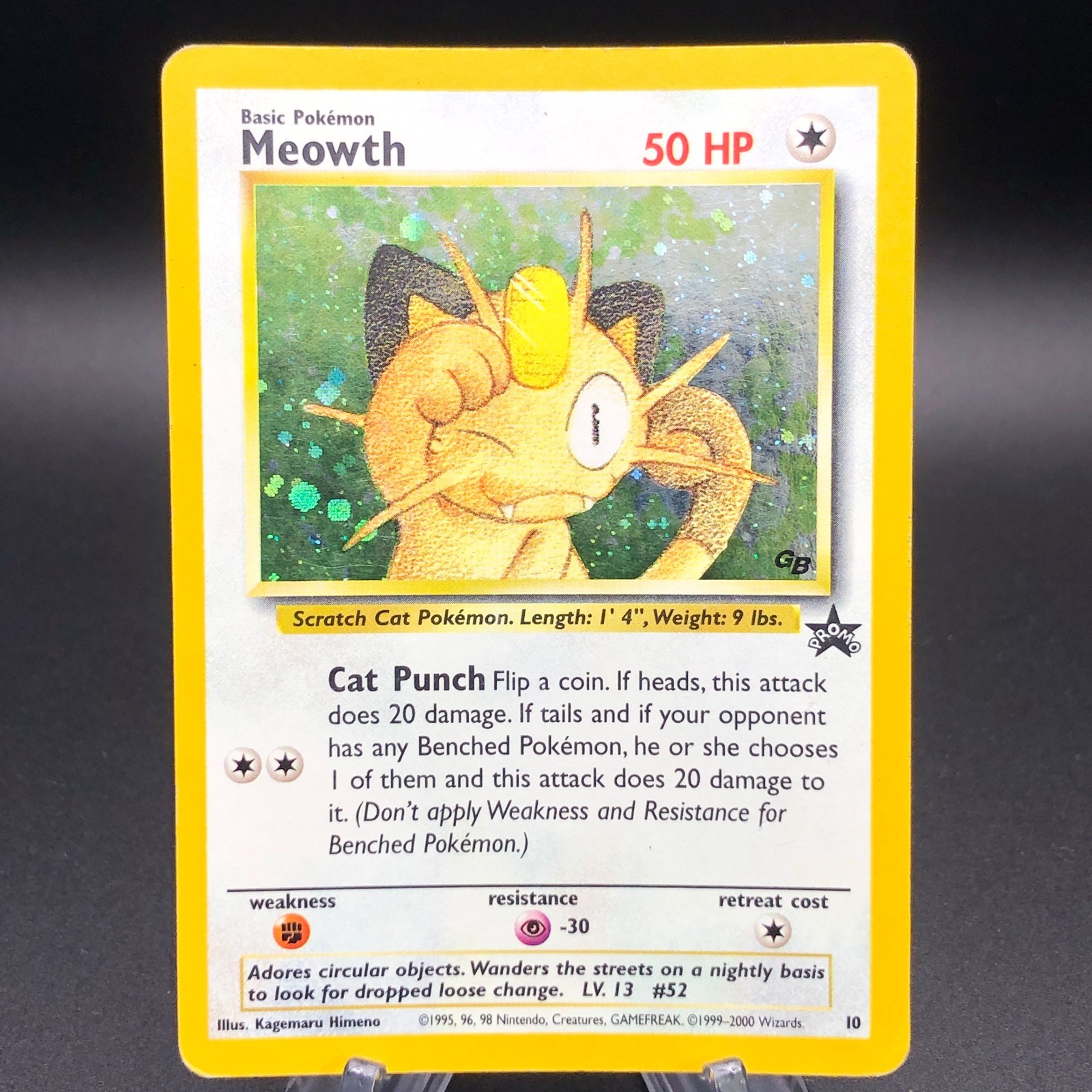 Pokemon Meowth 10/53 - Holo Black Star Promo - MP 2000 Vintage WotC