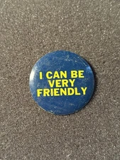 Vintage Sunoco Gas Advertising Pin Folding Tab “I Can Be Very Friendly” Blue