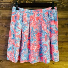 Lilly Pulitzer Pleated Skirt Lined Seashell Print Tropical