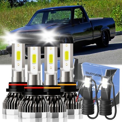 For Chevrolet C1500 1988-1998 LED Headlight Hi/Low Kit+ Fog Light Bulbs 6x White