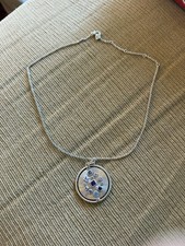 Brighton Halo Rays reversible pendant necklace featuring blue crystal accents