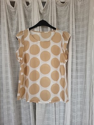 Wunderschöne Bluse,Oberteil-XS/S/M- weiß mit dots - beige Punkte