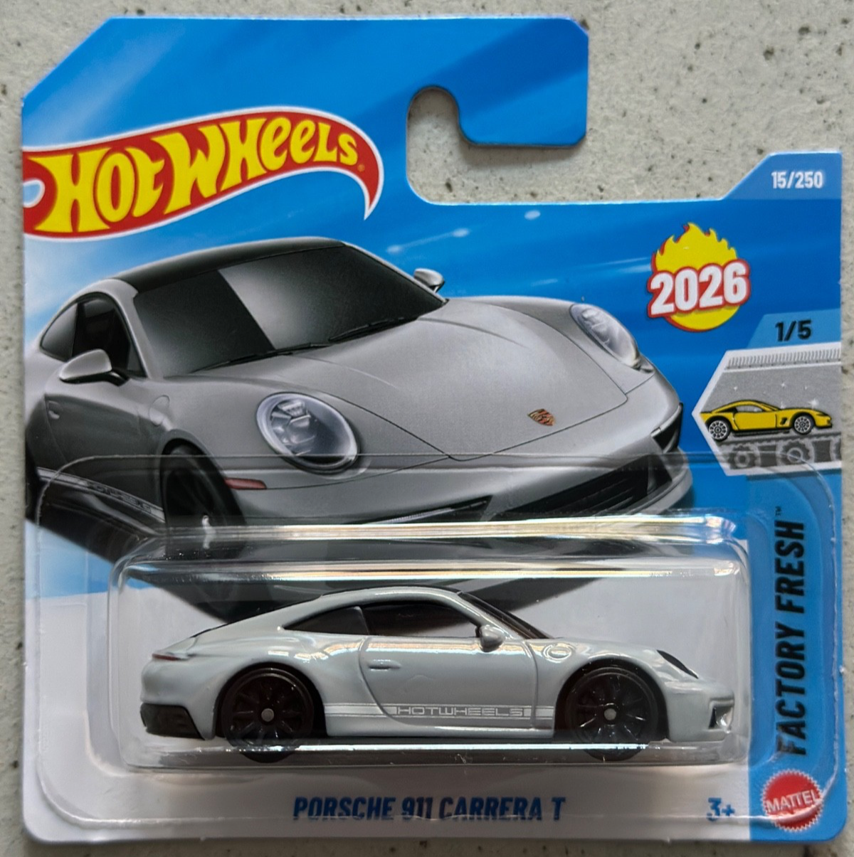 2026 Hot Wheels PORSCHE 911 CARRERA T Short Card with Protector 992 targa turbo