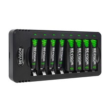 Rechargeable AA and AAA Batteries with 8 Bay Smart Charger, 4 Pack AA 2800mAh...