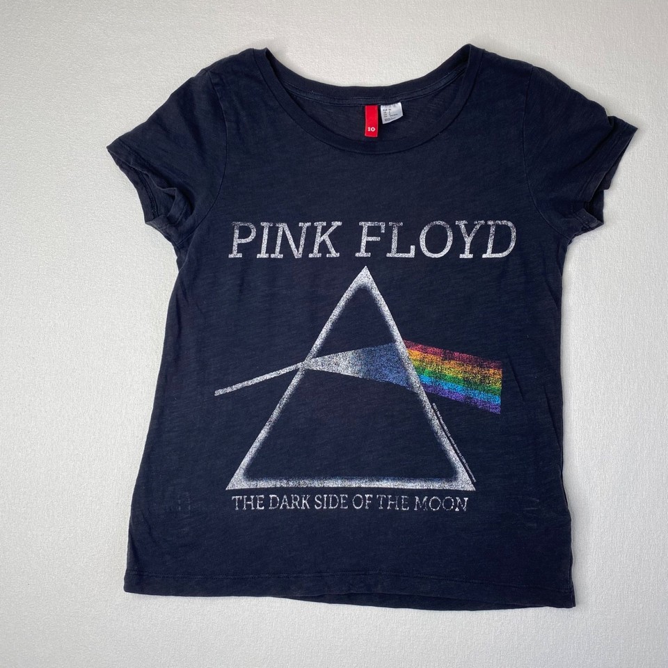 H&M PINK FLOYD Dark Side Of The Moon, Band TShirt Women's Slim Fit Size 10
