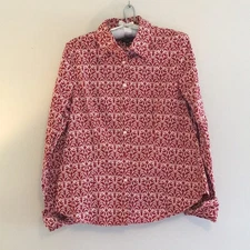 Talbots red print button up shirt