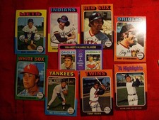 1975 Topps Semi Stars, HiLights & Commons, 9 Card Lot