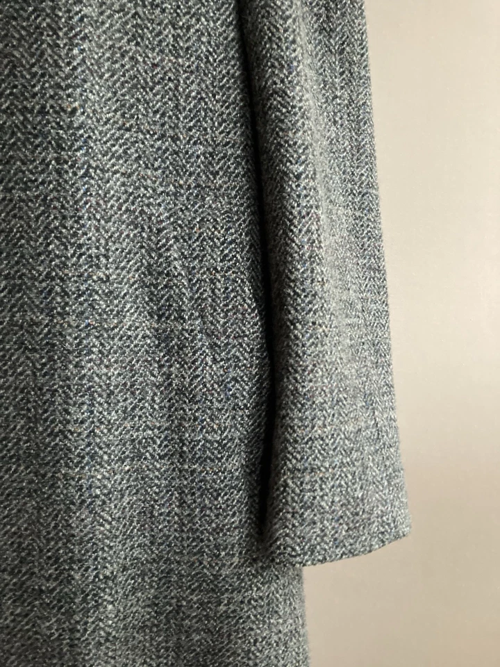 Dhobi Tweed Overcoat Mens Size 42 Grey Wool Raglan Balmacaan Coat - Image 4 of 4