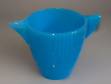 Akro Agate Pitcher Stacked Disc Pattern Blue Child Size Vintage 40s Era 2.5  