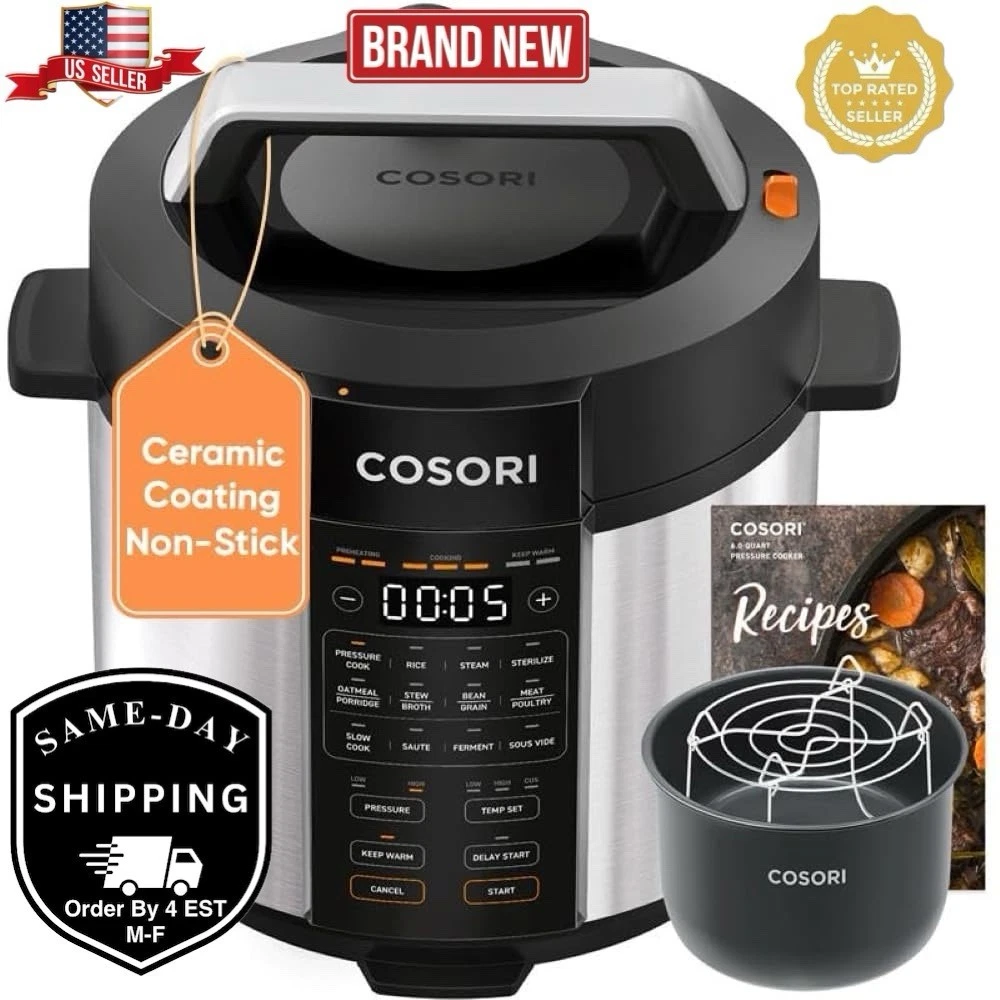 COSORI Pressure Cooker 6QT – 9-in-1 Stainless Steel Multi Cooker, 1100W