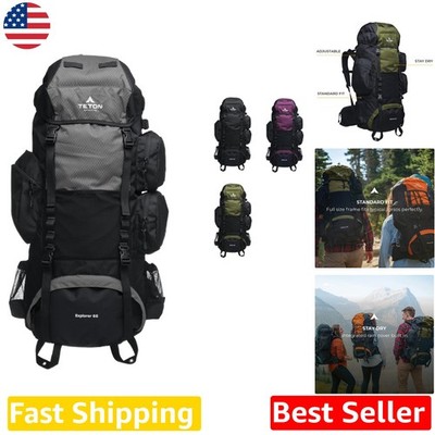 Explorer 65L Teton Backpack: Water Resistant, 5 Pockets, Hiking Gear, Graphite