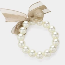 Bow Pointed Pearl Stretch Bracelet Elegant Faux Pearl Beaded Fashion Jewelry