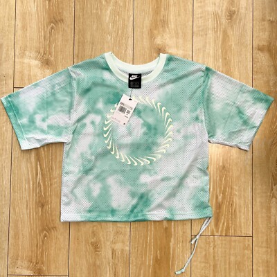 NWT Nike DQ2914-394 Women NSW Sportswear Icon Clash Mesh Crop Top Green  Size XS