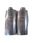 2 Pewter Purse Flasks Sheffield England engraved Wolfgang & Anisia 4.5''
