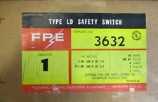 FPE 3632 Disconnect  60 Amp 240 Volt 3P4W Fusible Vintage - NEW-B