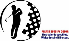 Golfer inside Golf Ball Graphic Die Cut decal sticker Car Truck Boat Window 6"