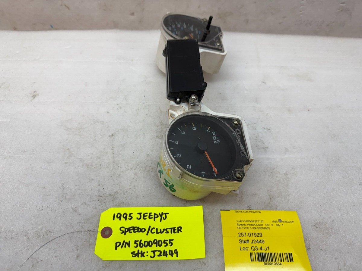 92-95 JEEP WRANGLER YJ OEM METRIC GAUGE CLUSTER SPEEDOMETER TACH