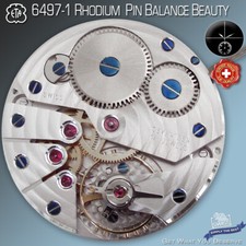 MOVEMENT ETA 6497-1, HIGHEND RHODIUM ELABORE, PIN BALANCE BRIDGE, 17 JEWELS