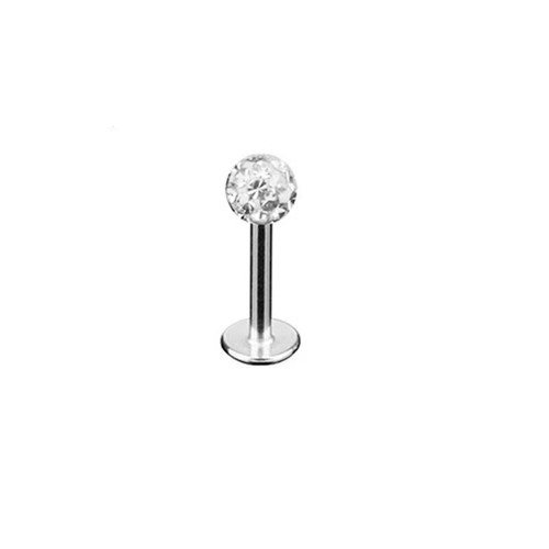 2pc 6/8/10mm Bar Coated Crystal Ball Lip Monroe Labret Tragus Ring Body Piercing - Picture 5 of 14