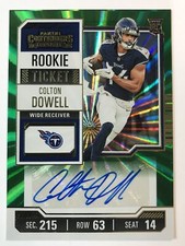 2023 Contenders #159 Colton Dowell Titans Green Lazer Game Ticket ROOKIE AUTO