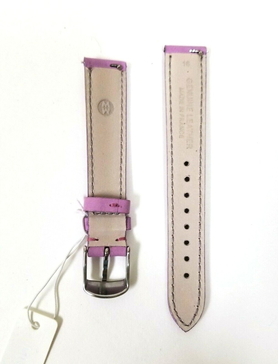 NEW MICHELE 16MM LITE LILAC LEATHER WATCH STRAP,BAND+SILVER NEW MICHELE 16MM LITE LILAC LEATHER WATCH STRAP,BAND+SILVER