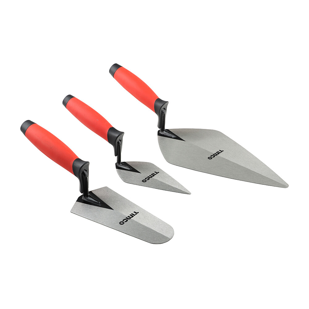 Timco Brick Trowel Set Bricklaying Finger Guard London Pointing Gauging 3pcs