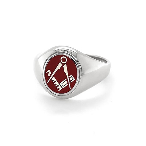 Craft Square and compass Masonic ring Hallmarked 925 Silver Black, Red and Blue - Picture 2 of 8