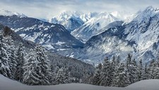 Landscape nature winter mountains snowy mountain trees Custom Gaming Mat Desk
