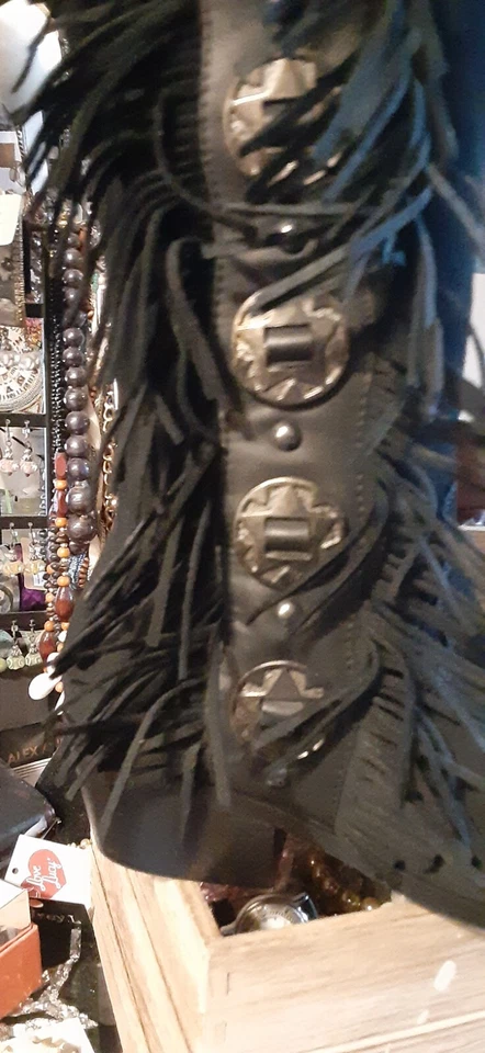 NAUGHTY MONKEY RODEO 娃娃 黑色牛仔靴 GUNMETAL TRIM 7.5 M 全新 — 第 4/4 张图片