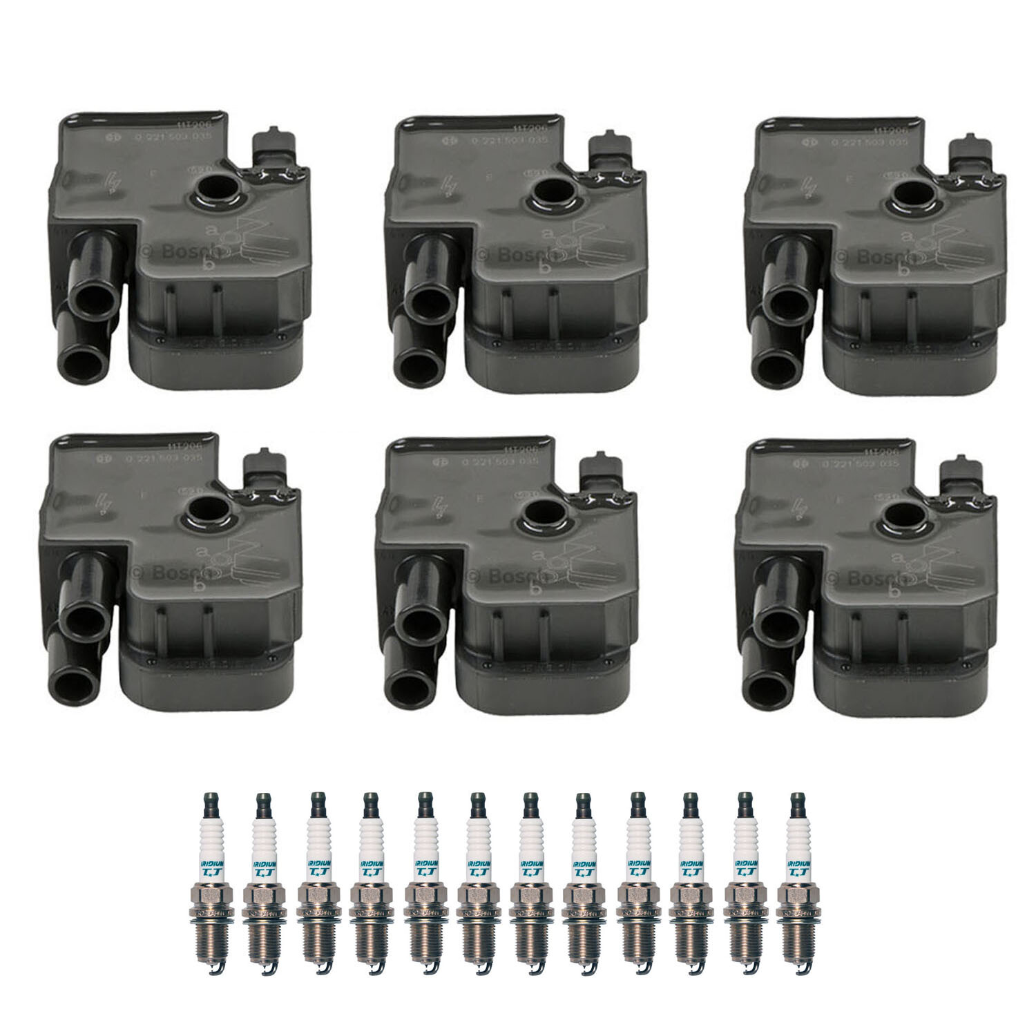 Bosch 6 Ignition Coil Denso 12 Iridium TT Spark Plug Kit For W210 W163 3.2 V6
