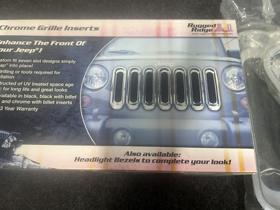 Chrome Grill Grille Inserts Kit for Jeep Wrangler JK 07-18 11306.20 Rugged Ridge